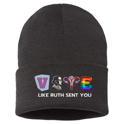 Vote Like Ruth Sent You Uterus Flowers Feminist Lgbt Pride Sustainable Knit Beanie