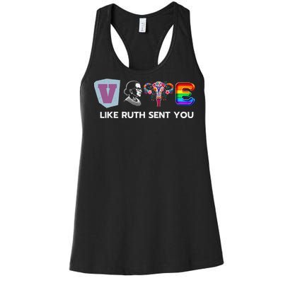 Vote Like Ruth Sent You Uterus Flowers Feminist Lgbt Pride Women's Racerback Tank