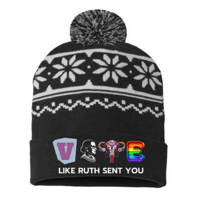 Vote Like Ruth Sent You Uterus Flowers Feminist Lgbt Pride USA-Made Snowflake Beanie