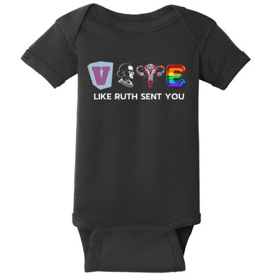 Vote Like Ruth Sent You Uterus Flowers Feminist Lgbt Pride Baby Bodysuit