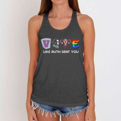 Vote Like Ruth Sent You Uterus Flowers Feminist Lgbt Pride Women's Knotted Racerback Tank