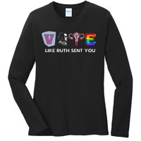 Vote Like Ruth Sent You Uterus Flowers Feminist Lgbt Pride Ladies Long Sleeve Shirt