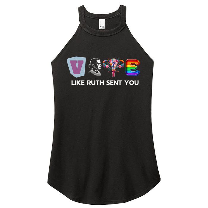 Vote Like Ruth Sent You Uterus Flowers Feminist Lgbt Pride Women’s Perfect Tri Rocker Tank