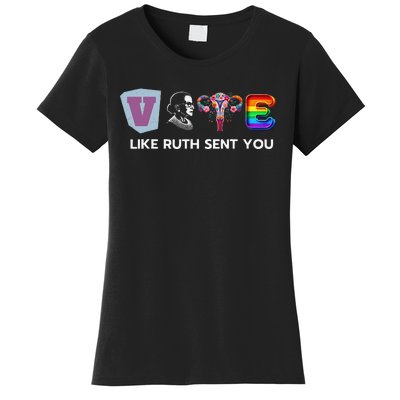 Vote Like Ruth Sent You Uterus Flowers Feminist Lgbt Pride Women's T-Shirt