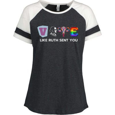 Vote Like Ruth Sent You Uterus Flowers Feminist Lgbt Pride Enza Ladies Jersey Colorblock Tee