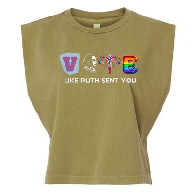 Vote Like Ruth Sent You Uterus Flowers Feminist Lgbt Pride Garment-Dyed Women's Muscle Tee