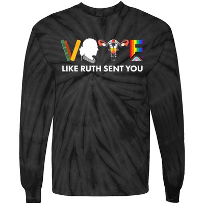 Vote Like Ruth Sent You Uterus Feminist Lgbt Tie-Dye Long Sleeve Shirt