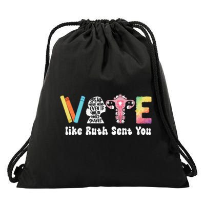 Vote Like Ruth Sent You Uterus Feminist Rbg Drawstring Bag