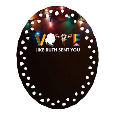 Vote Like Ruth Sent You Uterus Feminist Lgbt Ceramic Oval Ornament