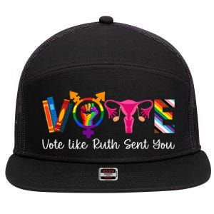 Vote Like Ruth Sent You Uterus Feminist Lgbt 7 Panel Mesh Trucker Snapback Hat