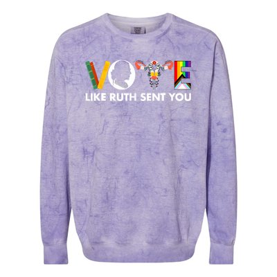 Vote Like Ruth Sent You Funny Uterus Feminist Lgbt Colorblast Crewneck Sweatshirt