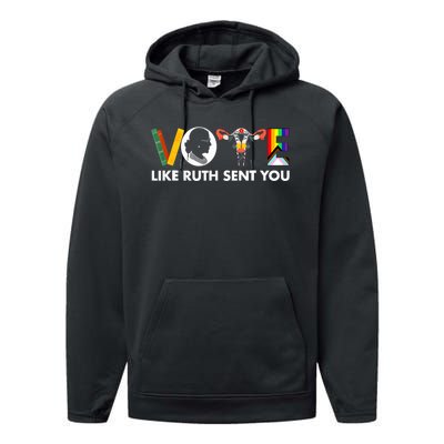 Vote Like Ruth Sent You Funny Uterus Feminist Lgbt Performance Fleece Hoodie