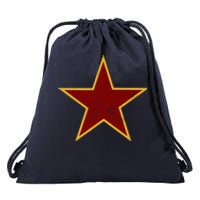 Vintage Look Red And Gold Star Essential Drawstring Bag