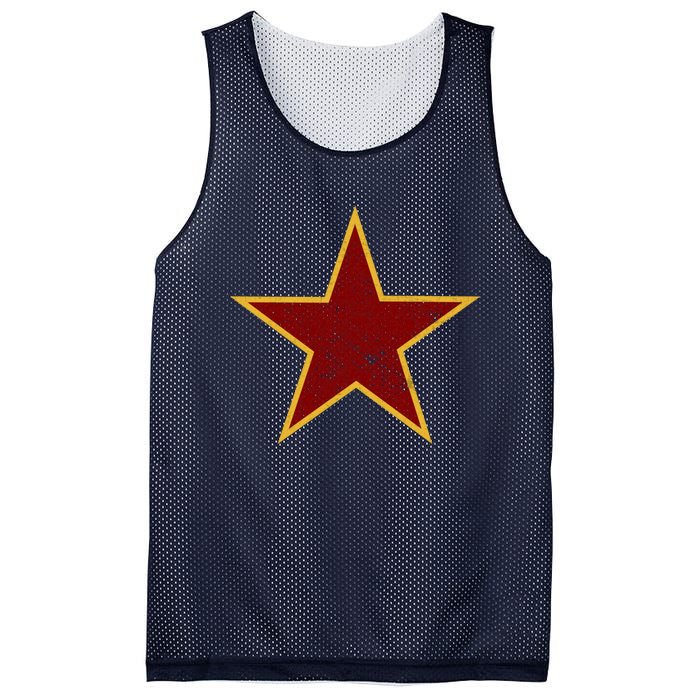 Vintage Look Red And Gold Star Essential Mesh Reversible Basketball Jersey Tank