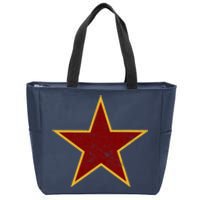 Vintage Look Red And Gold Star Essential Zip Tote Bag