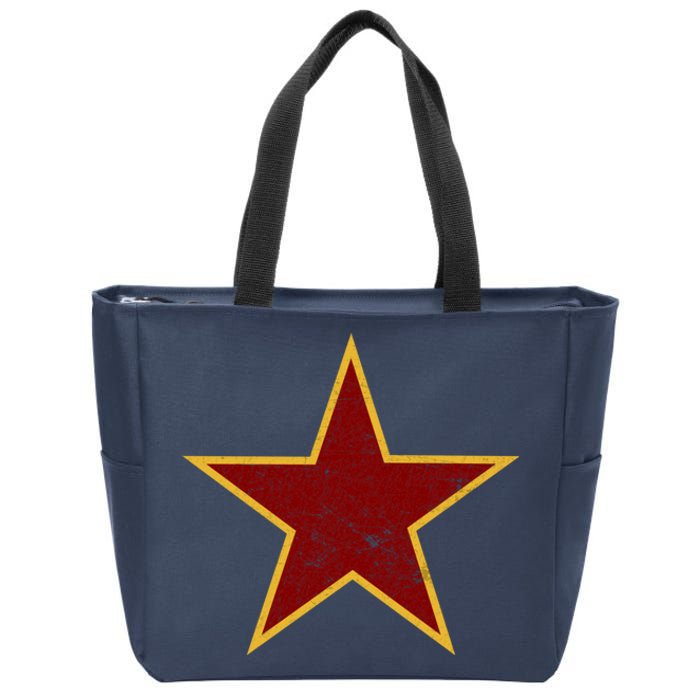 Vintage Look Red And Gold Star Essential Zip Tote Bag