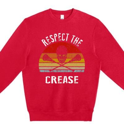 Vintage Lacrosse Retro Respect The Crease Premium Crewneck Sweatshirt