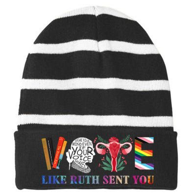 Vote Like Ruth Sent You Striped Beanie with Solid Band