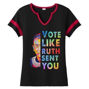 Vote Like Ruth Sent You Feminist Voting Inspirational Gift Ladies Halftime Notch Neck Tee