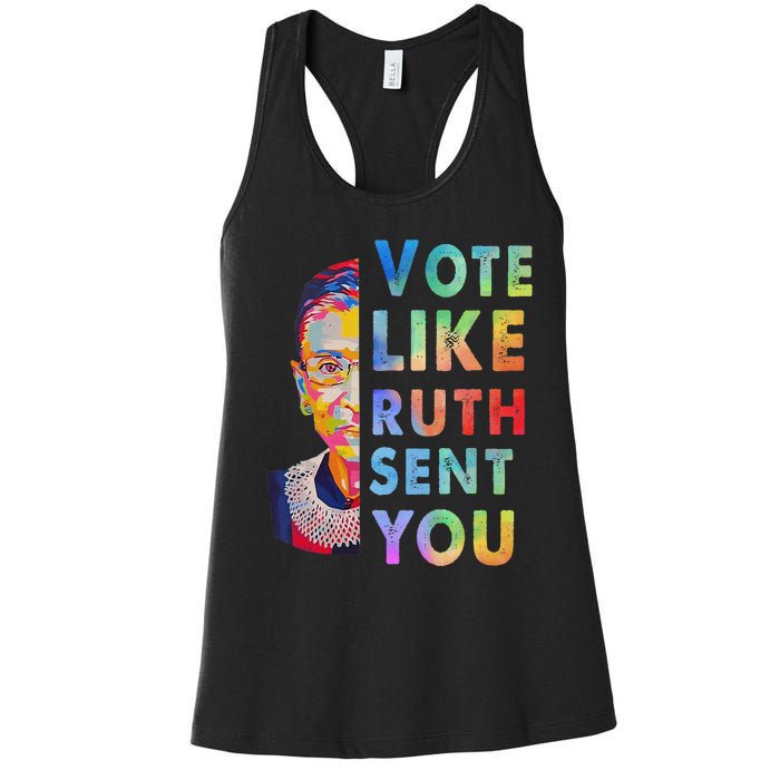 Vote Like Ruth Sent You Feminist Voting Inspirational Gift Women's Racerback Tank