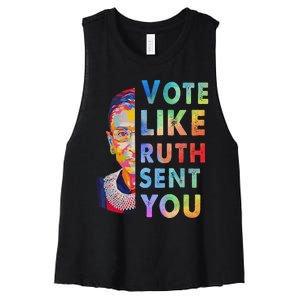 Vote Like Ruth Sent You Feminist Voting Inspirational Gift Women's Racerback Cropped Tank