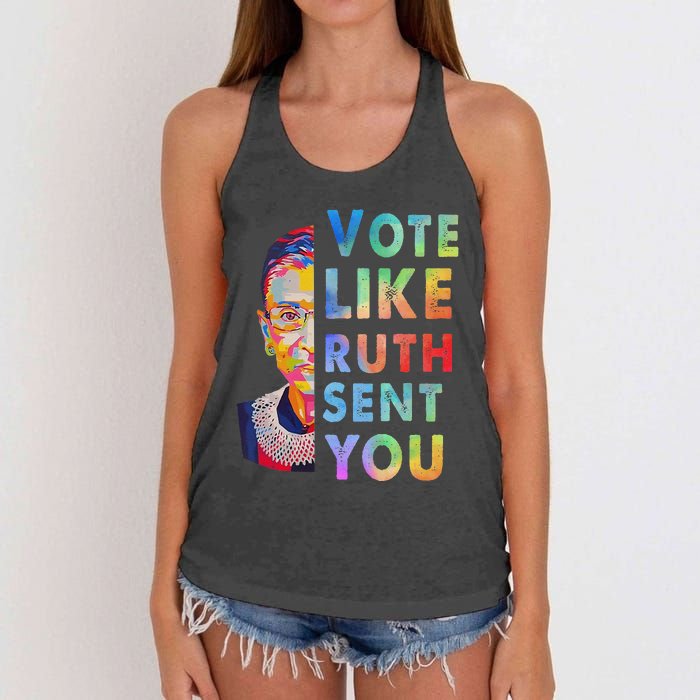 Vote Like Ruth Sent You Feminist Voting Inspirational Gift Women's Knotted Racerback Tank