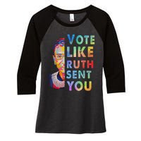 Vote Like Ruth Sent You Feminist Voting Inspirational Gift Women's Tri-Blend 3/4-Sleeve Raglan Shirt