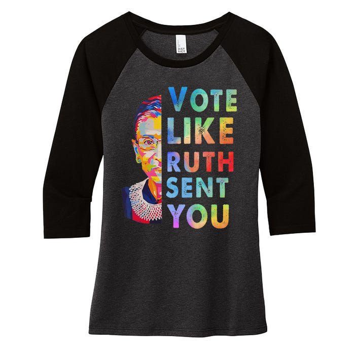 Vote Like Ruth Sent You Feminist Voting Inspirational Gift Women's Tri-Blend 3/4-Sleeve Raglan Shirt