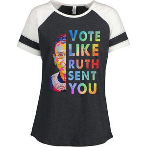 Vote Like Ruth Sent You Feminist Voting Inspirational Gift Enza Ladies Jersey Colorblock Tee