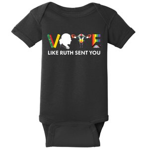 Vote Like Ruth Sent You Uterus Feminist Lgbt Baby Bodysuit