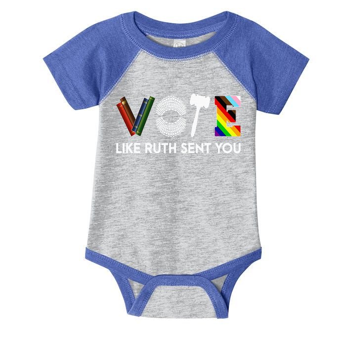 Vote Like Ruth Sent You Gavel Feminists Infant Baby Jersey Bodysuit