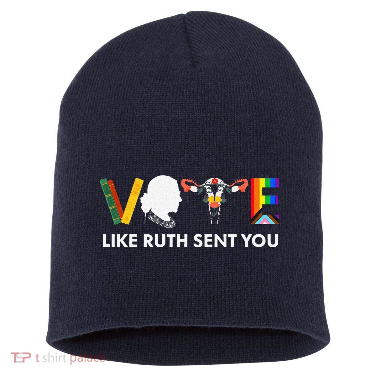 Vote Like Ruth Sent You Uterus Feminist Lgbt Short Acrylic Beanie