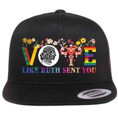 Vote Like Ruth Sent You Feminist Voting Inspirational Flat Bill Trucker Hat