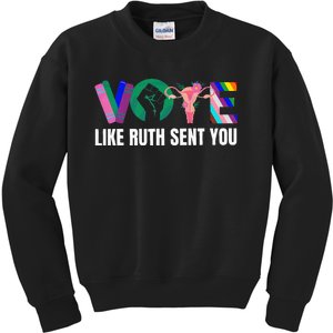 Vote Like Ruth Sent You Uterus Feminist Lgbtq I Dissent Kids Sweatshirt