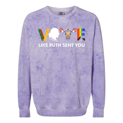 Vote Like Ruth Sent You Uterus Feminist Lgbt Colorblast Crewneck Sweatshirt