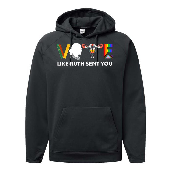 Vote Like Ruth Sent You Uterus Feminist Lgbt Performance Fleece Hoodie