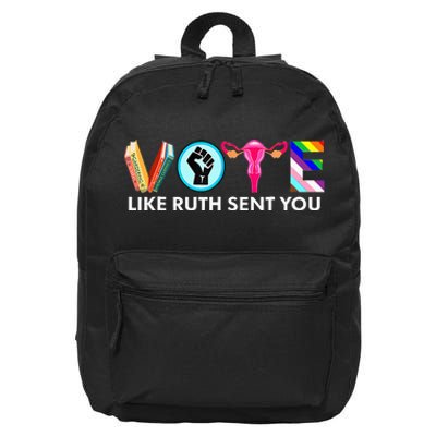 Vote Like Ruth Sent You Uterus Feminist Lgbt 16 in Basic Backpack