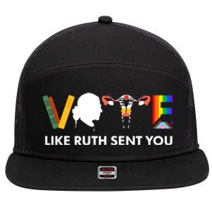 Vote Like Ruth Sent You Uterus Feminist Lgbt 7 Panel Mesh Trucker Snapback Hat