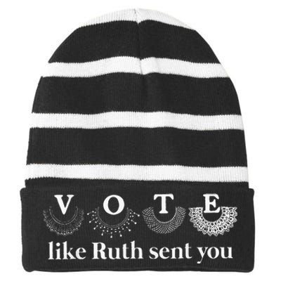 Vote Like Ruth Sent You Striped Beanie with Solid Band