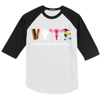 Vote Like Ruth Sent You Feminist Kids Colorblock Raglan Jersey