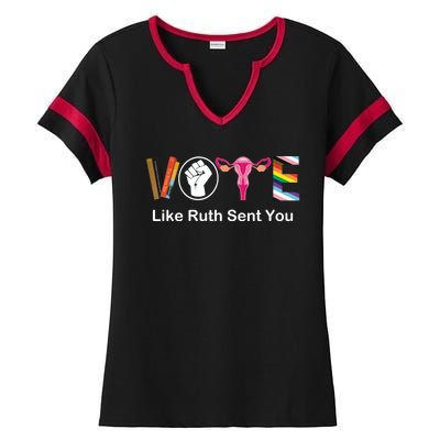 Vote Like Ruth Sent You Uterus Feminist Lgbt Ladies Halftime Notch Neck Tee