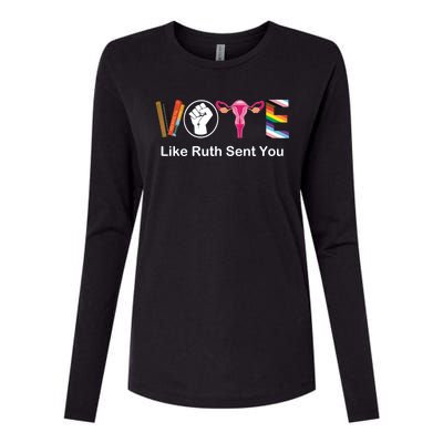 Vote Like Ruth Sent You Uterus Feminist Lgbt Womens Cotton Relaxed Long Sleeve T-Shirt