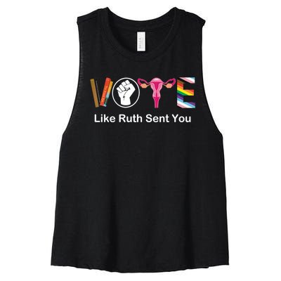 Vote Like Ruth Sent You Uterus Feminist Lgbt Women's Racerback Cropped Tank