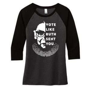 Vote Like Ruth Sent You Feminist Women's Tri-Blend 3/4-Sleeve Raglan Shirt