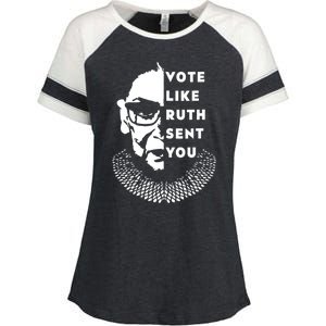 Vote Like Ruth Sent You Feminist Enza Ladies Jersey Colorblock Tee