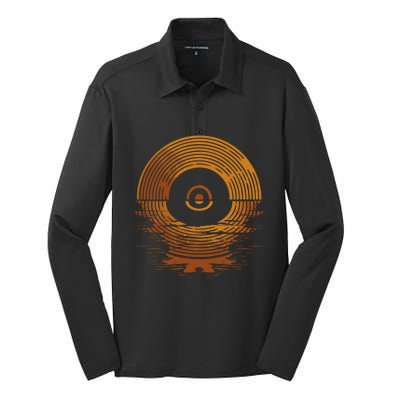 Vinyl Lp Records Gift Sunset Vinyl Gift Silk Touch Performance Long Sleeve Polo