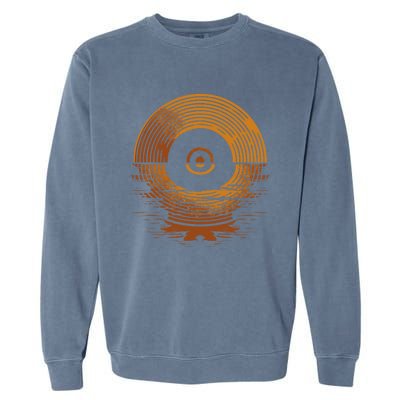 Vinyl Lp Records Gift Sunset Vinyl Gift Garment-Dyed Sweatshirt