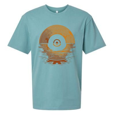 Vinyl Lp Records Gift Sunset Vinyl Gift Sueded Cloud Jersey T-Shirt