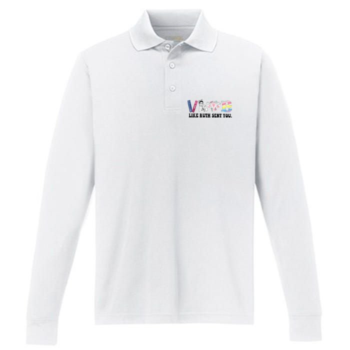 Vote Like Ruth Sent You Feminist Performance Long Sleeve Polo