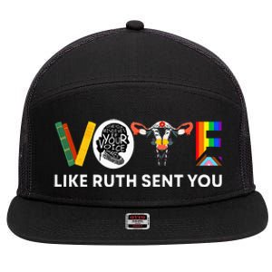 Vote Like Ruth Sent You Uterus Feminist Lgbt 7 Panel Mesh Trucker Snapback Hat